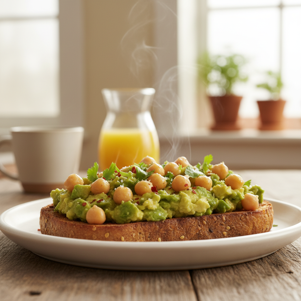 Smashed Avocado and Chickpea Toast