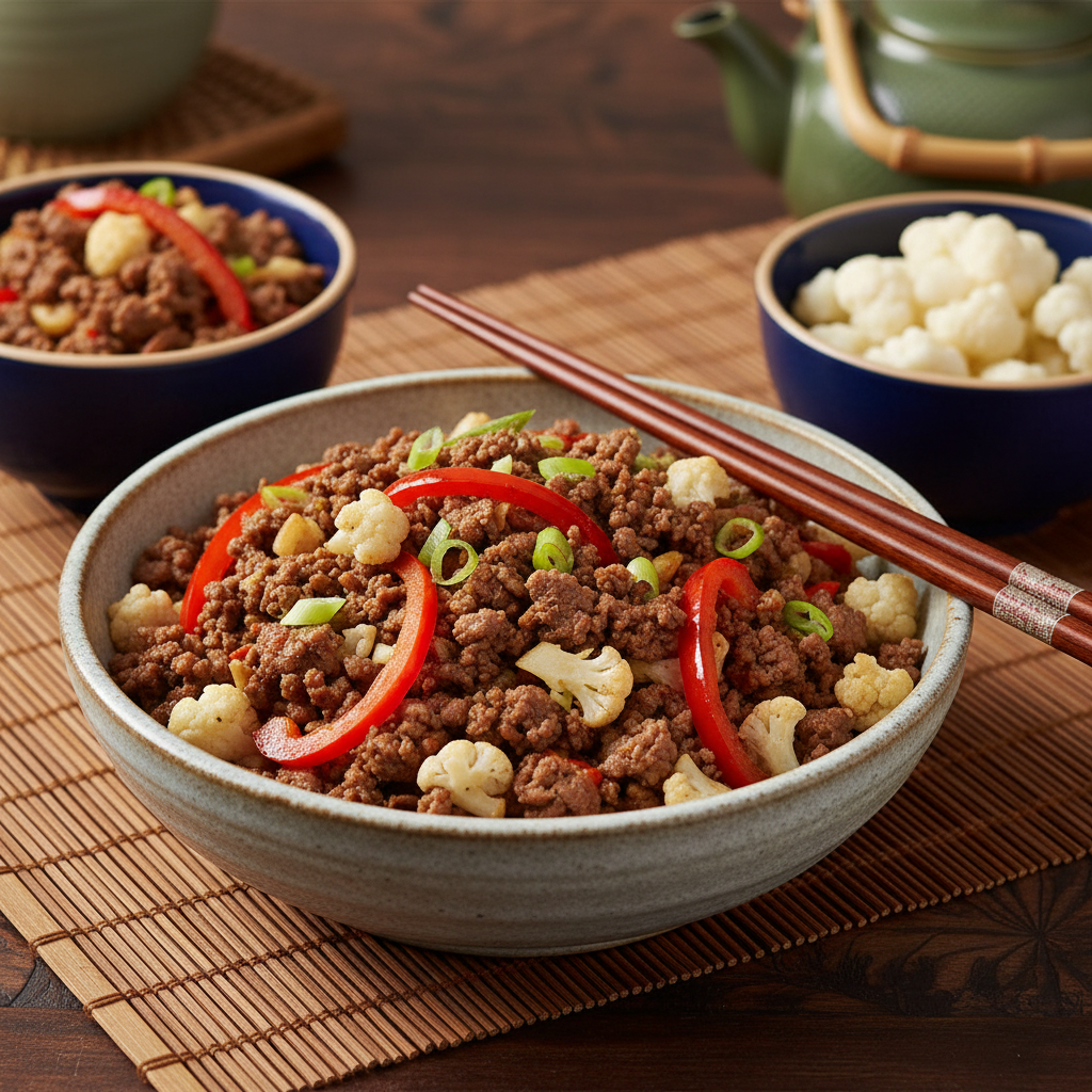 Cauliflower Rice Beef Stir-Fry with Bell Peppers