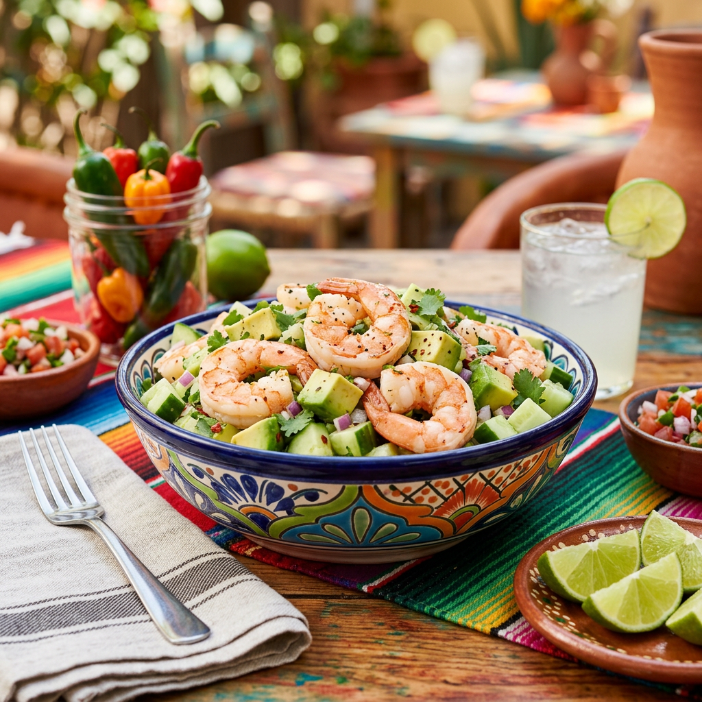 Shrimp, Avocado & Cucumber Lime Salad