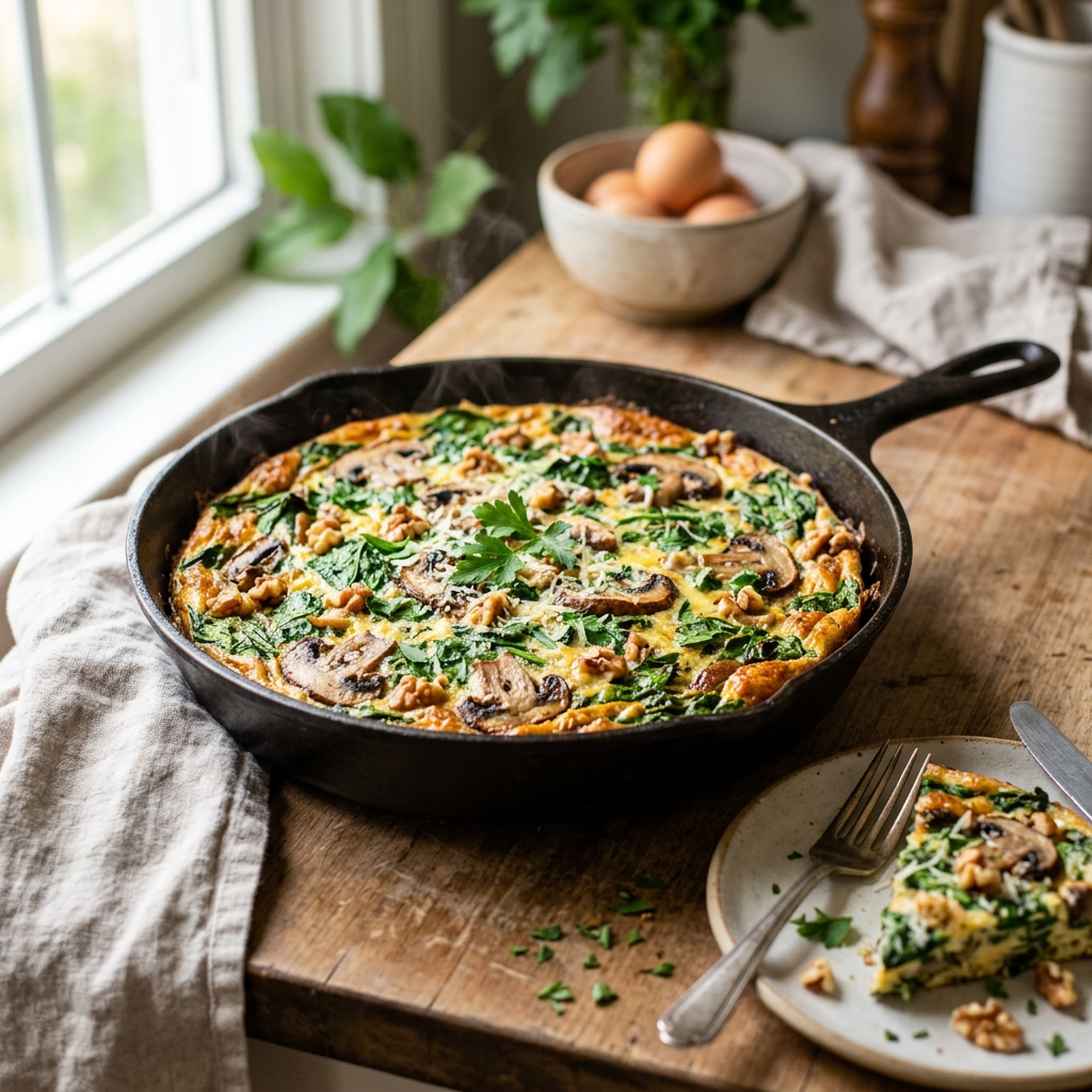 Spinach-Mushroom Walnut Frittata