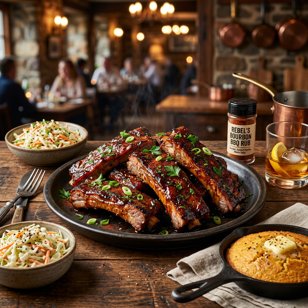 Sticky Bourbon BBQ Spare Ribs