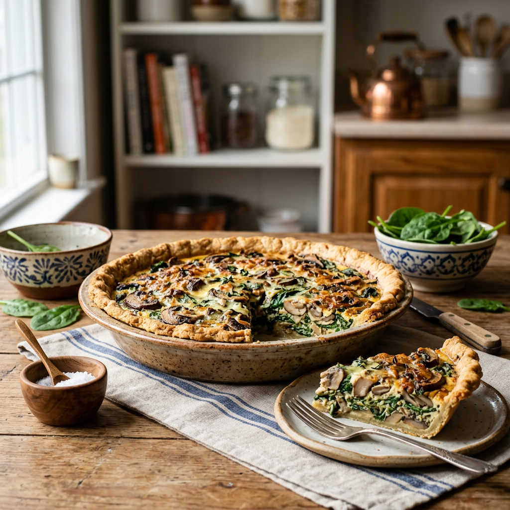 Mushroom and Spinach Quiche