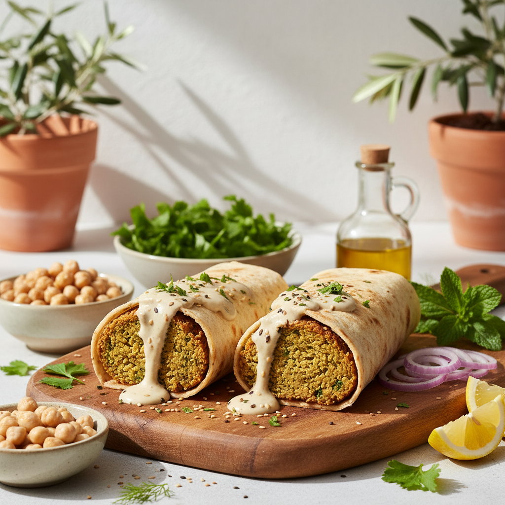 Falafel Wraps with Tahini Sauce