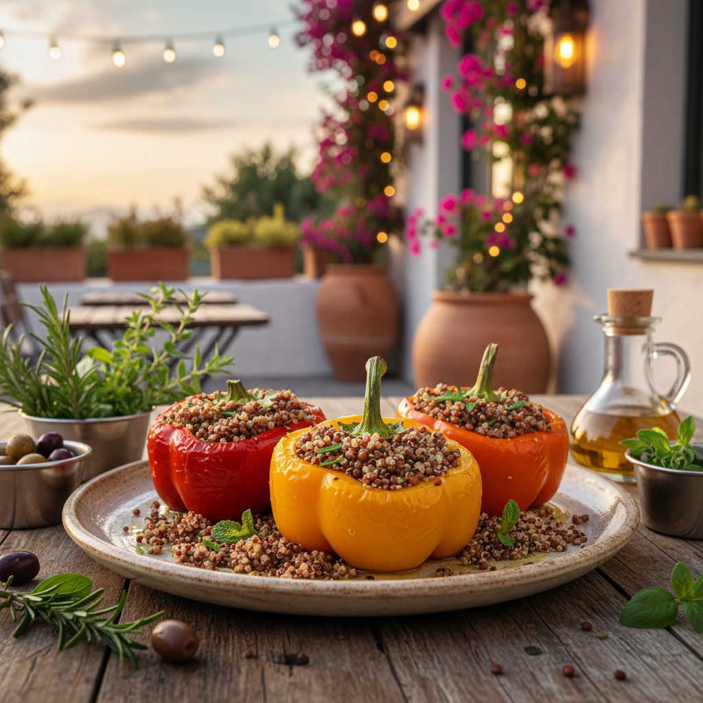 Lentil and Quinoa Stuffed Peppers