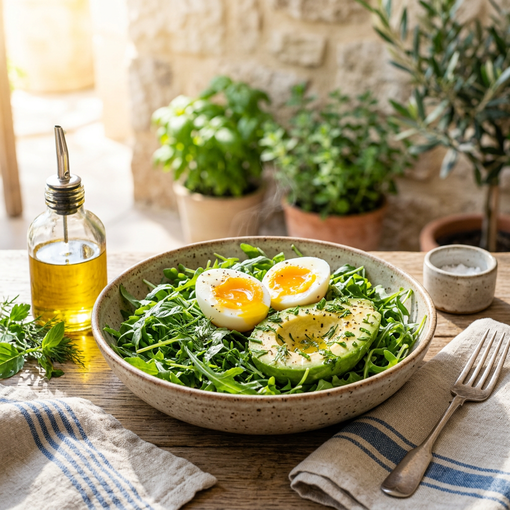 Avocado & SoftâBoiled Egg Herb Salad