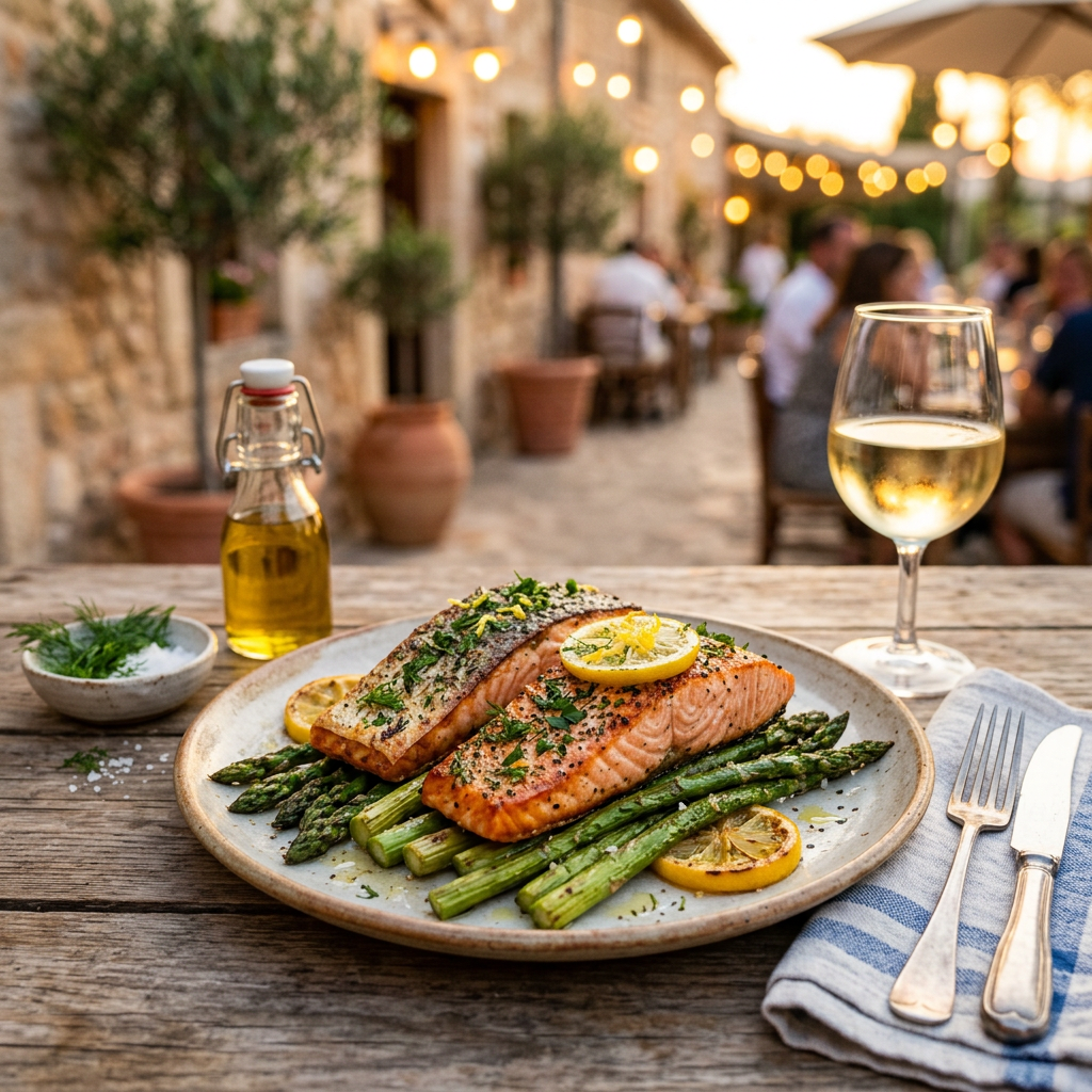 Roasted Wild Salmon with Asparagus and Lemon