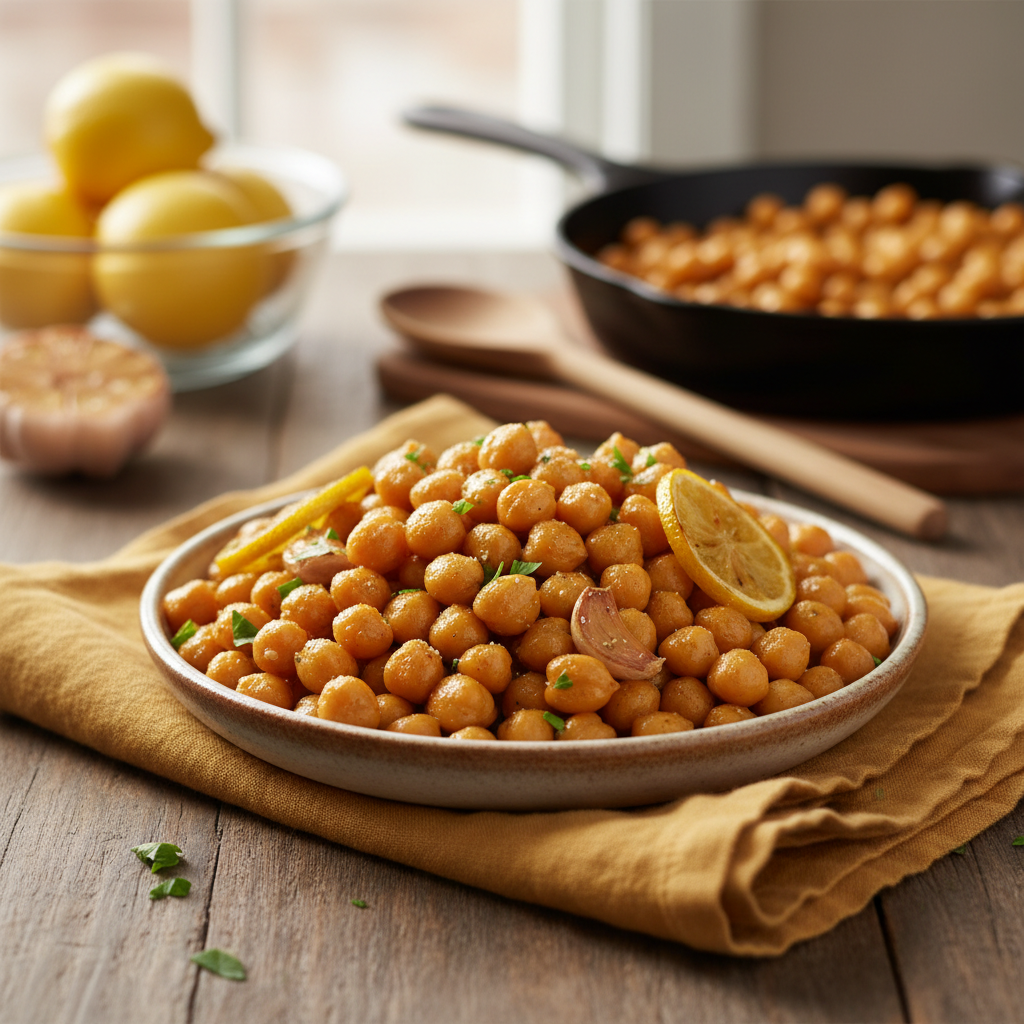 Lemon Garlic Roasted Chickpeas