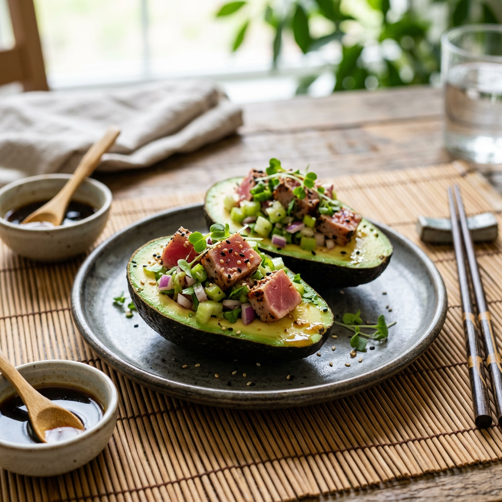 Seared Fresh Tuna and Avocado Salad Boats