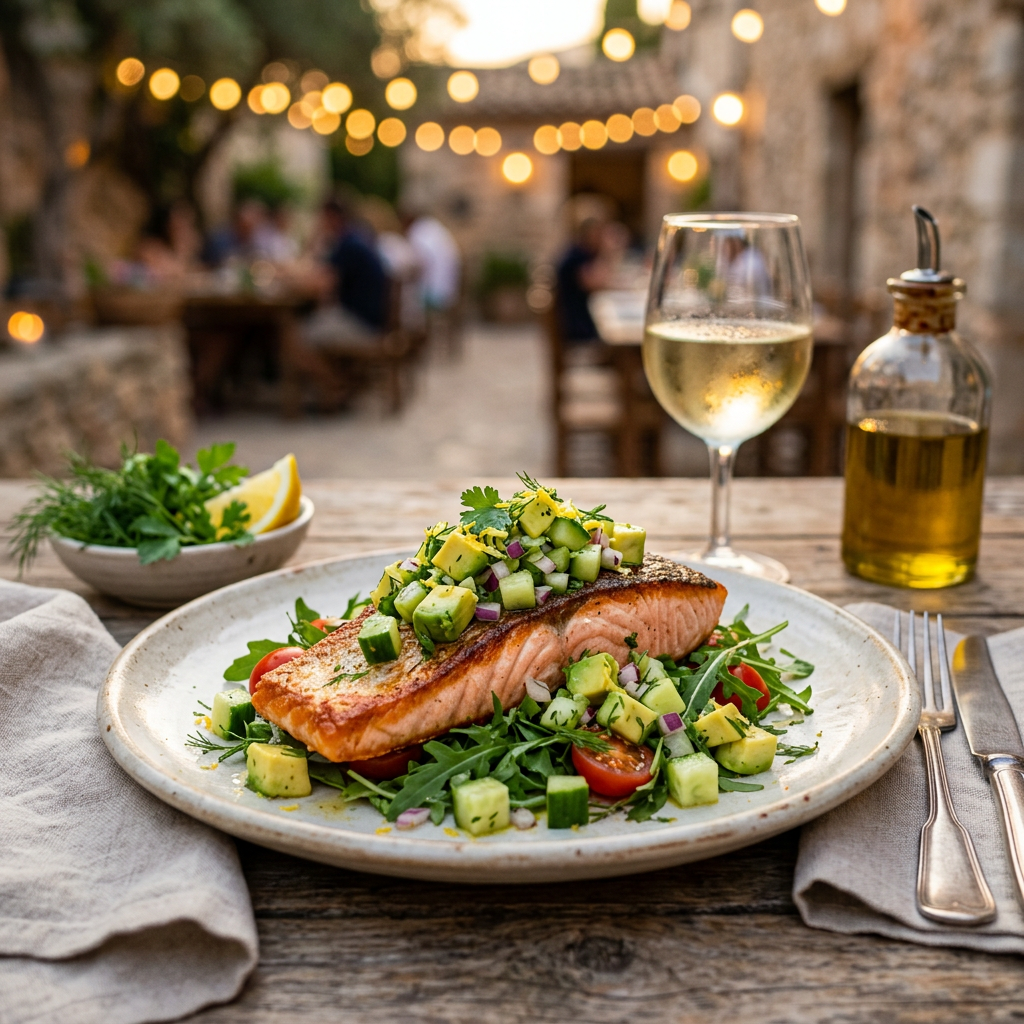 Pan-Seared Salmon with Lemon-Avocado Salsa