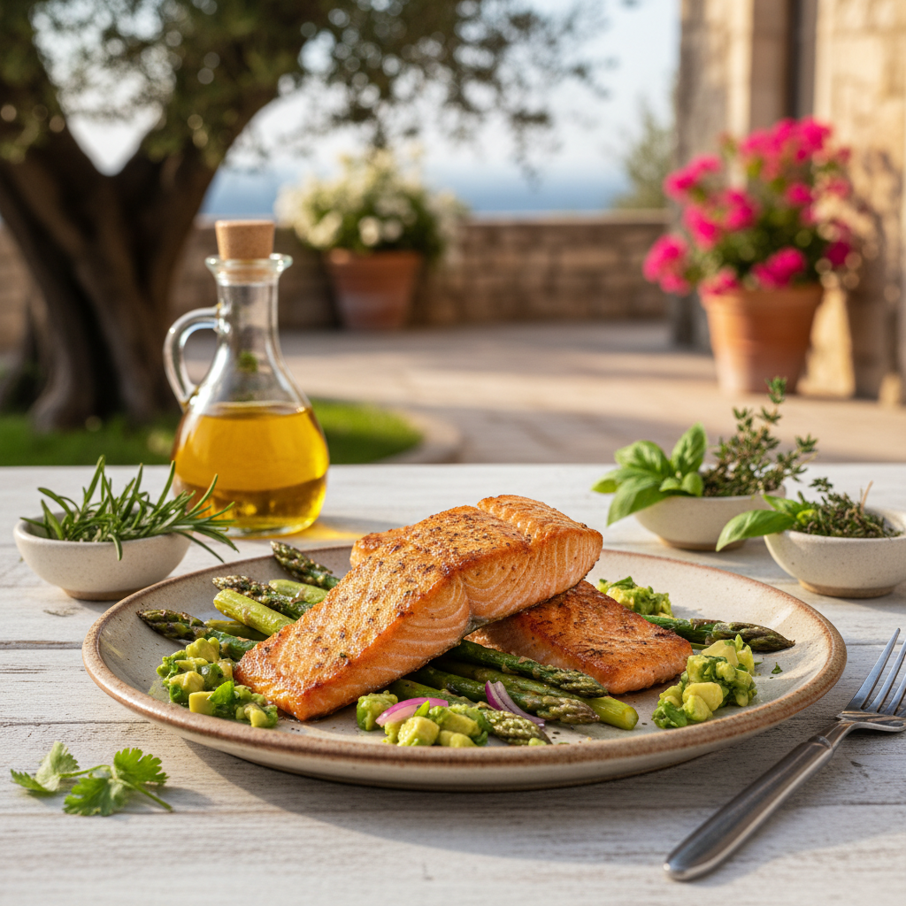 Oven-Roasted Salmon with Asparagus and Avocado Salsa