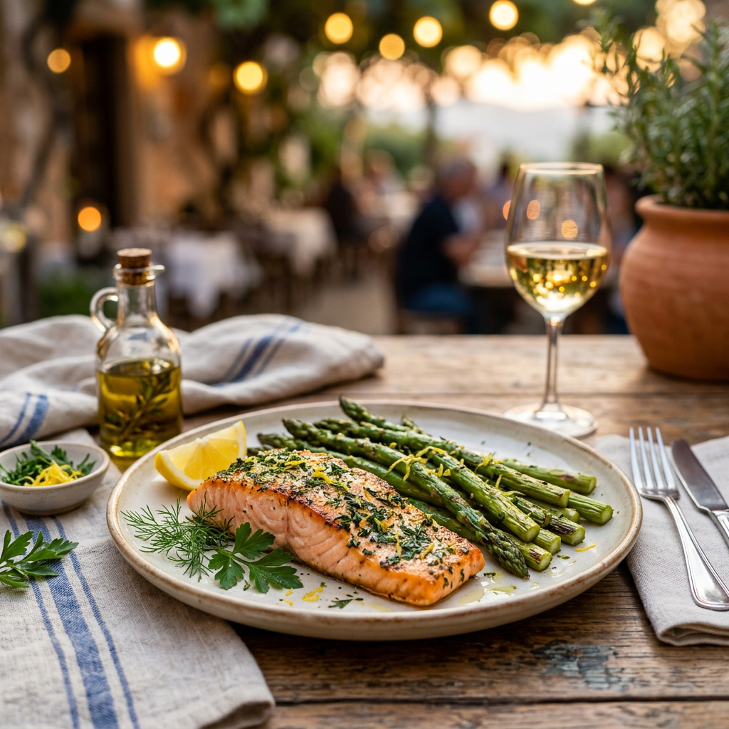 Herbed Salmon with Lemon Asparagus