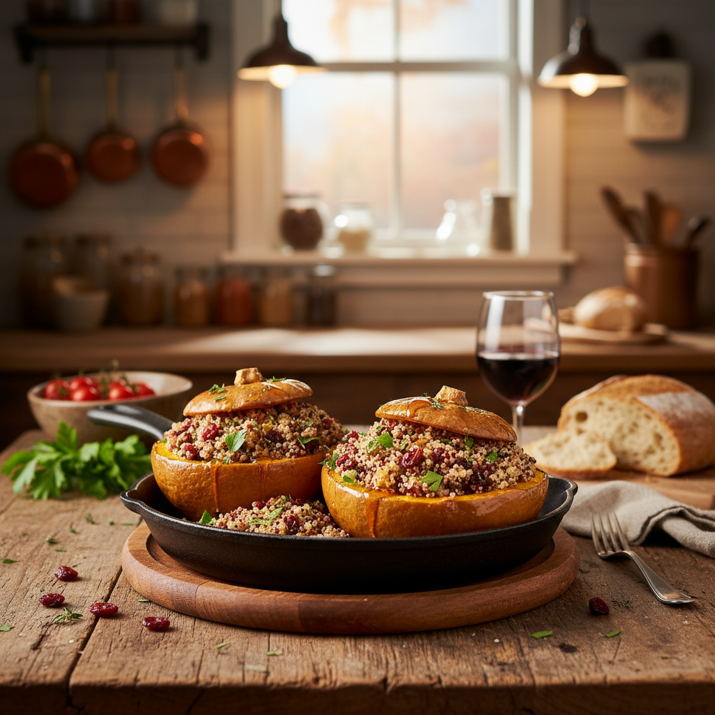 Stuffed Acorn Squash with Quinoa and Cranberries