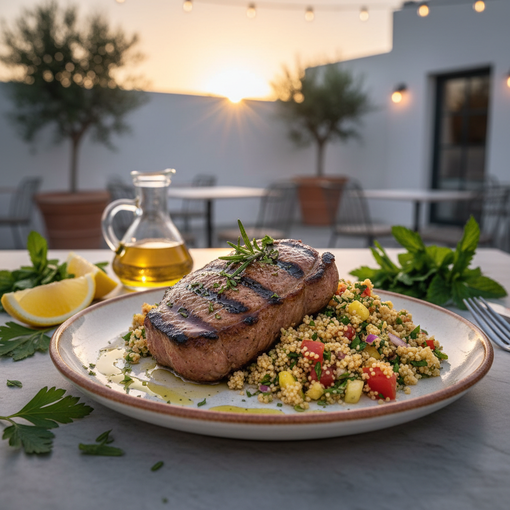 Grilled Lamb over Cauliflower 'Tabbouleh'