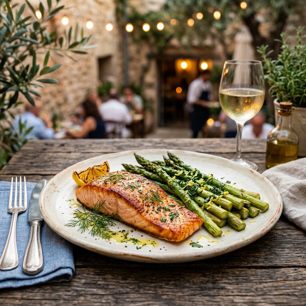 Seared Salmon with Lemon Asparagus
