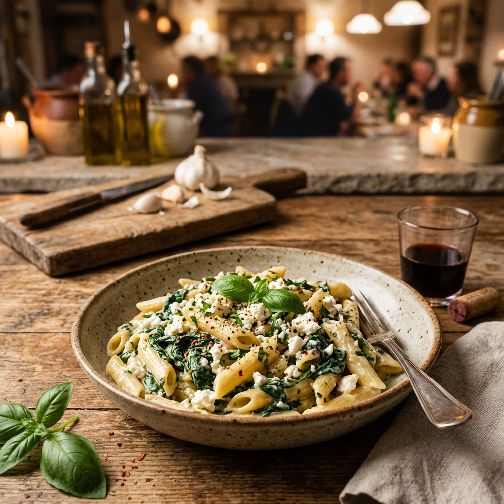 Creamy Spinach and Feta Pasta