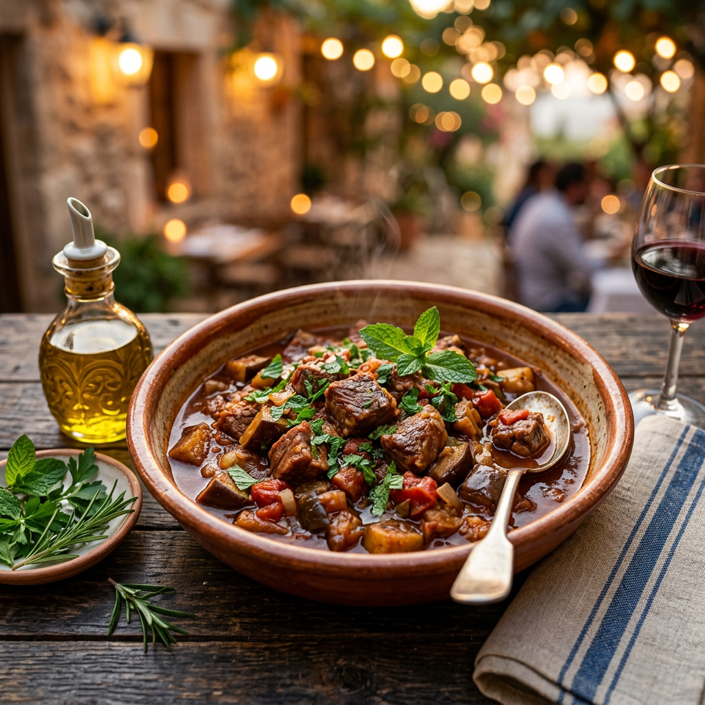 Slow-Simmered Lamb and Eggplant Stew with Fresh Mint