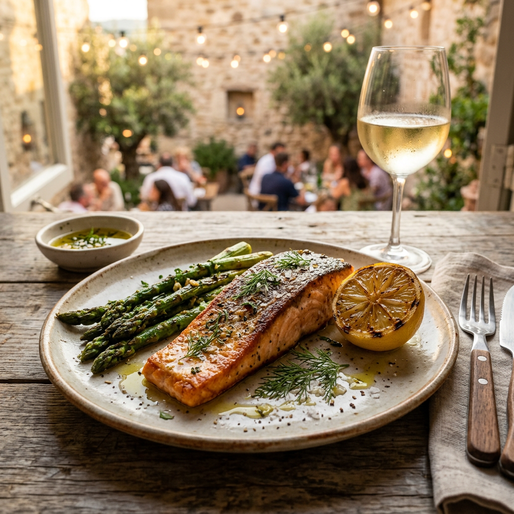 Pan-Roasted Salmon with Lemon and Asparagus