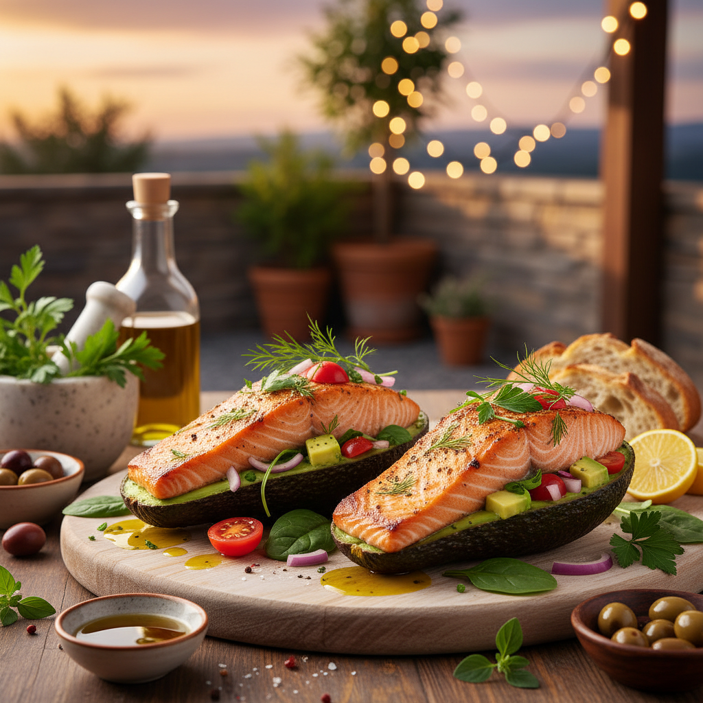 Mediterranean Salmon Avocado Boats