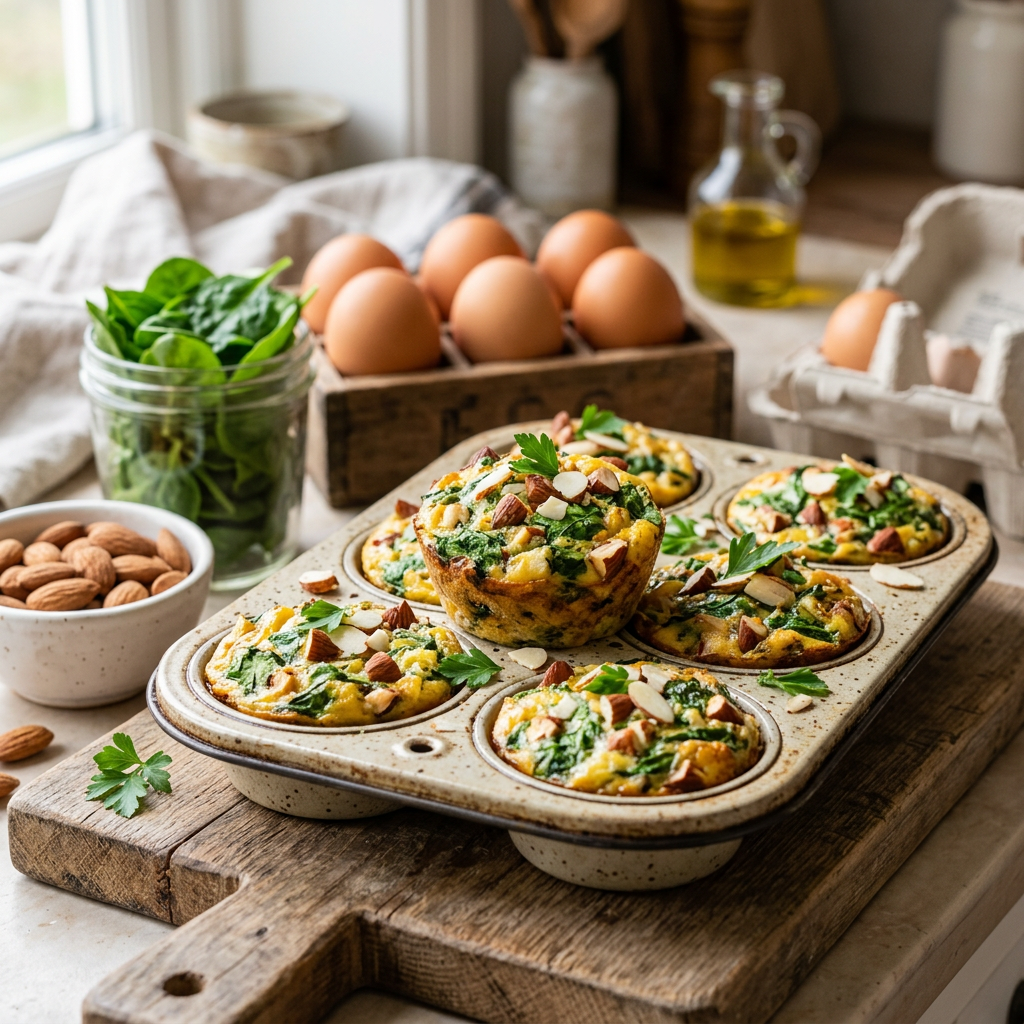 Spinach & Almond Egg Muffins (Meal-Prep)