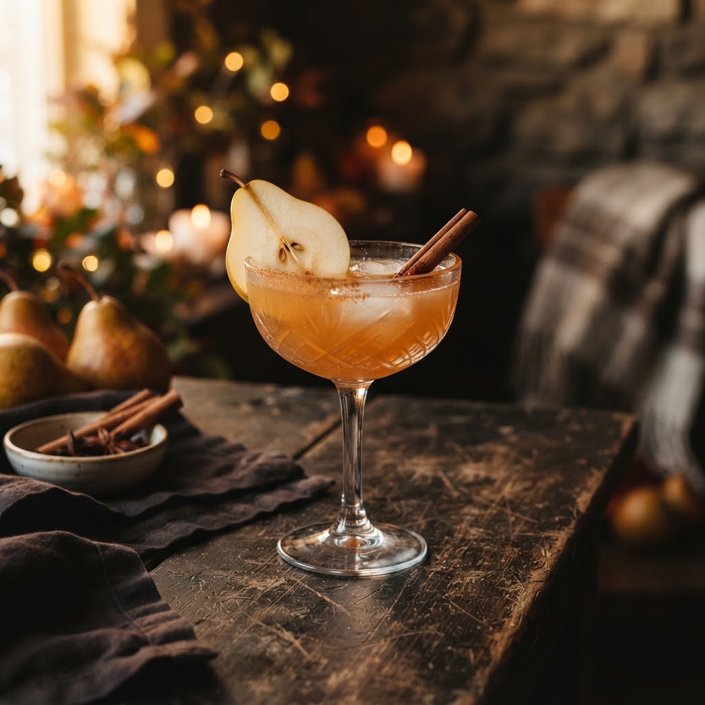 Cinnamon Spiced Pear Cocktail
