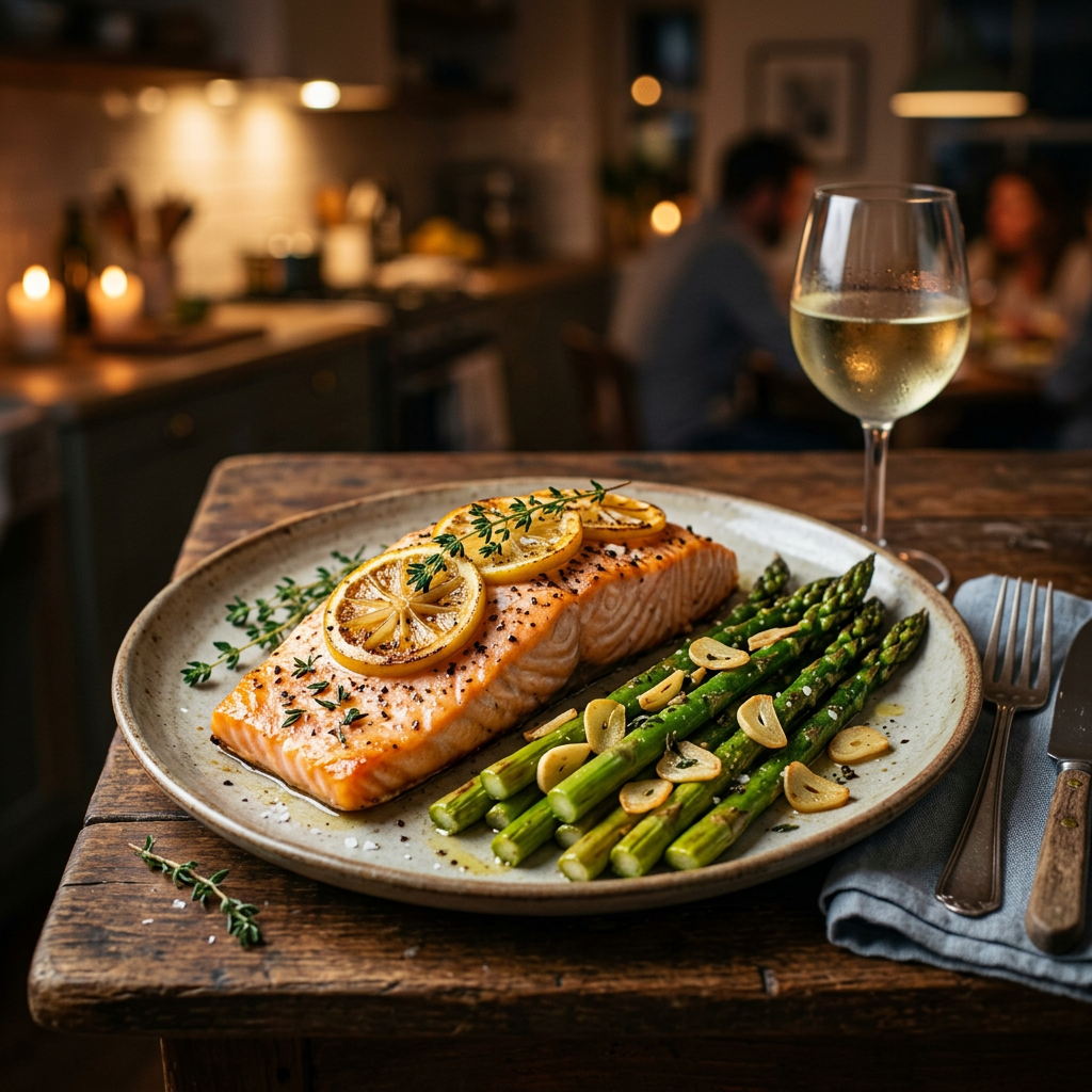 LemonâThyme Baked Salmon with Asparagus