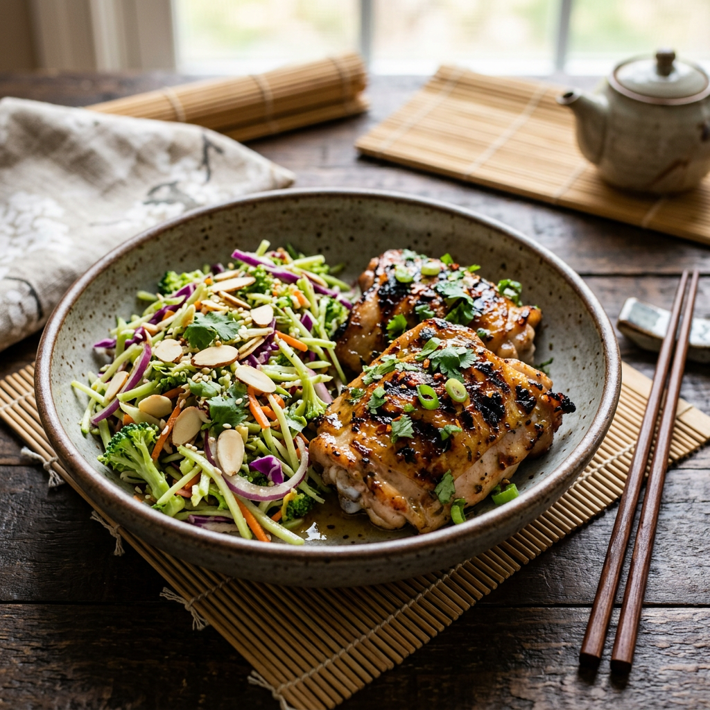 Citrus-Grilled Chicken Thighs with Broccoli-Almond Slaw
