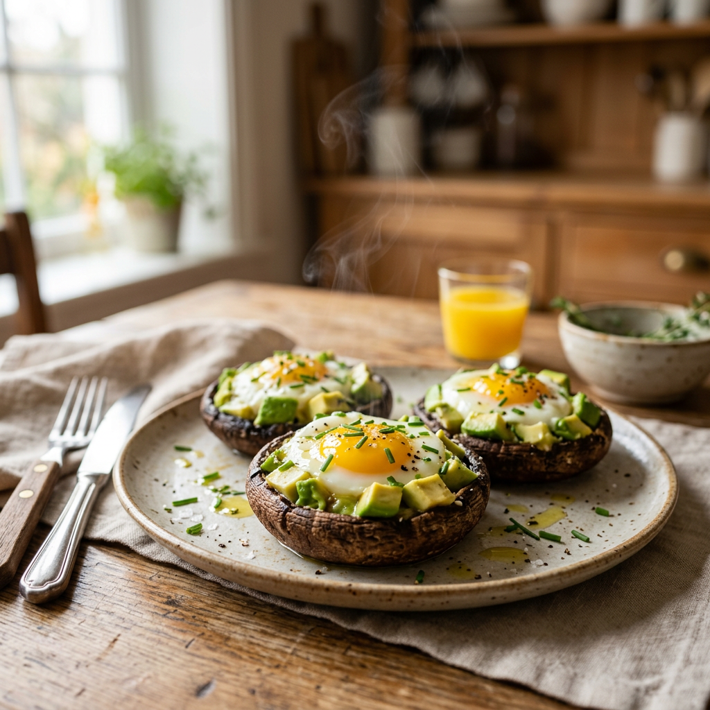 Avocado-Egg-Stuffed Portobello Mushrooms