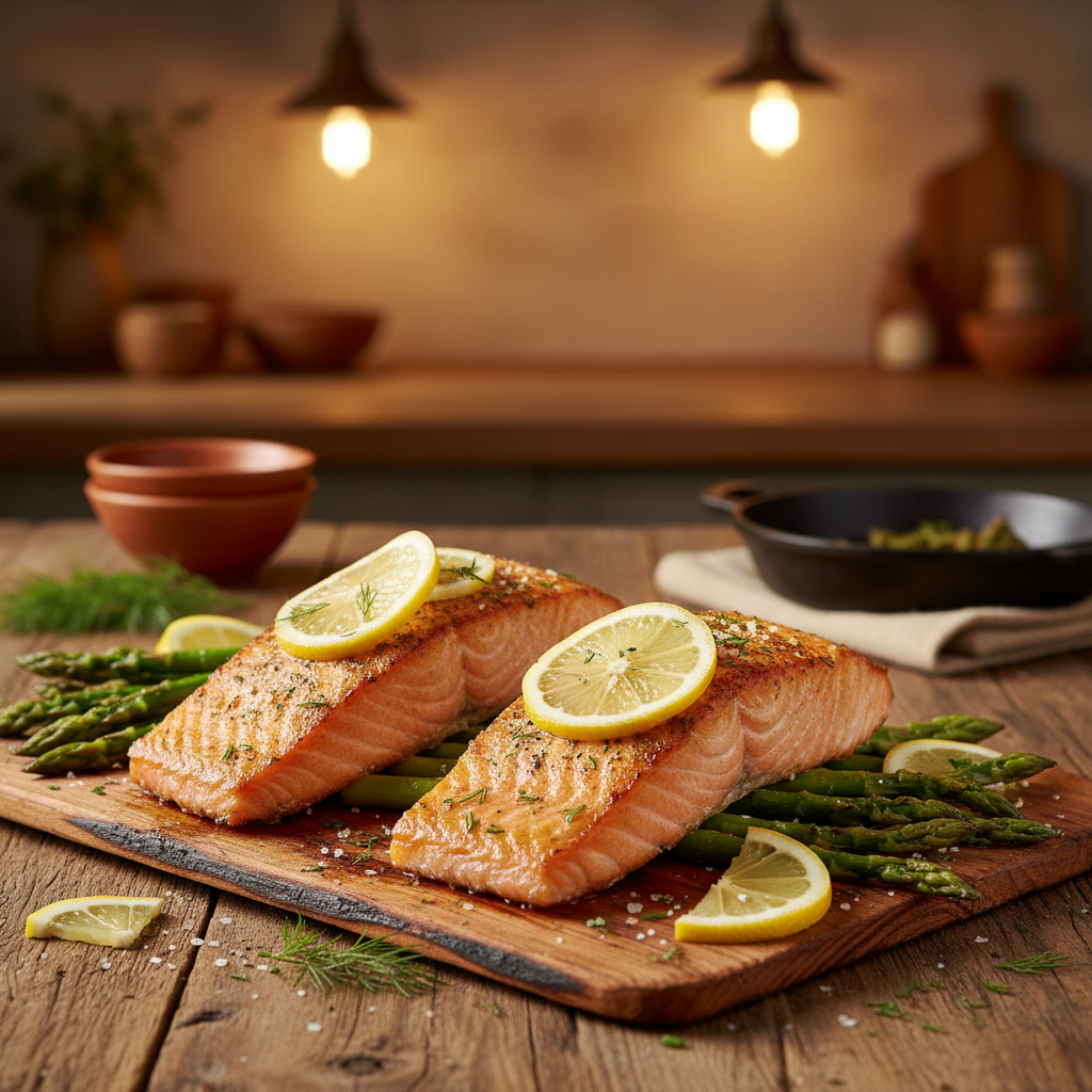 Cedar-Plank Salmon with Lemon & Asparagus