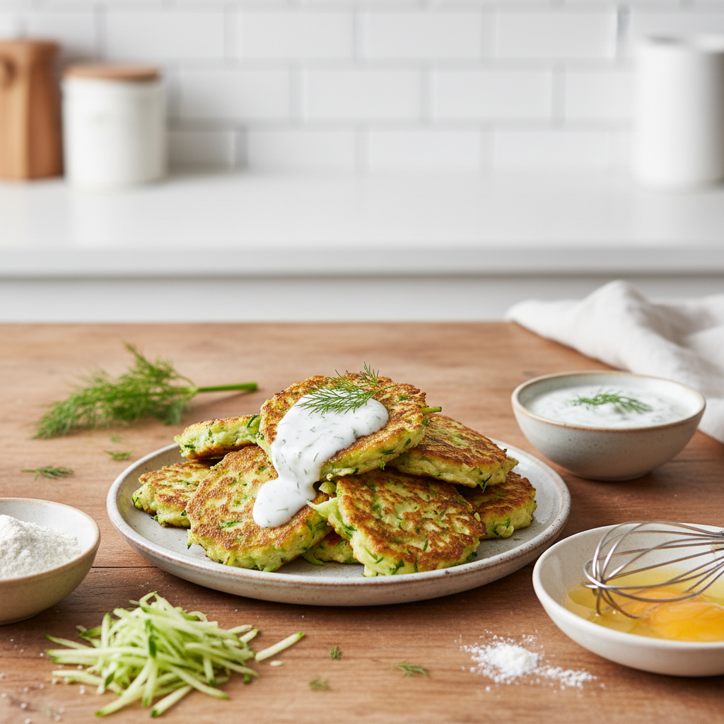 Zucchini Fritters with Dill Yogurt