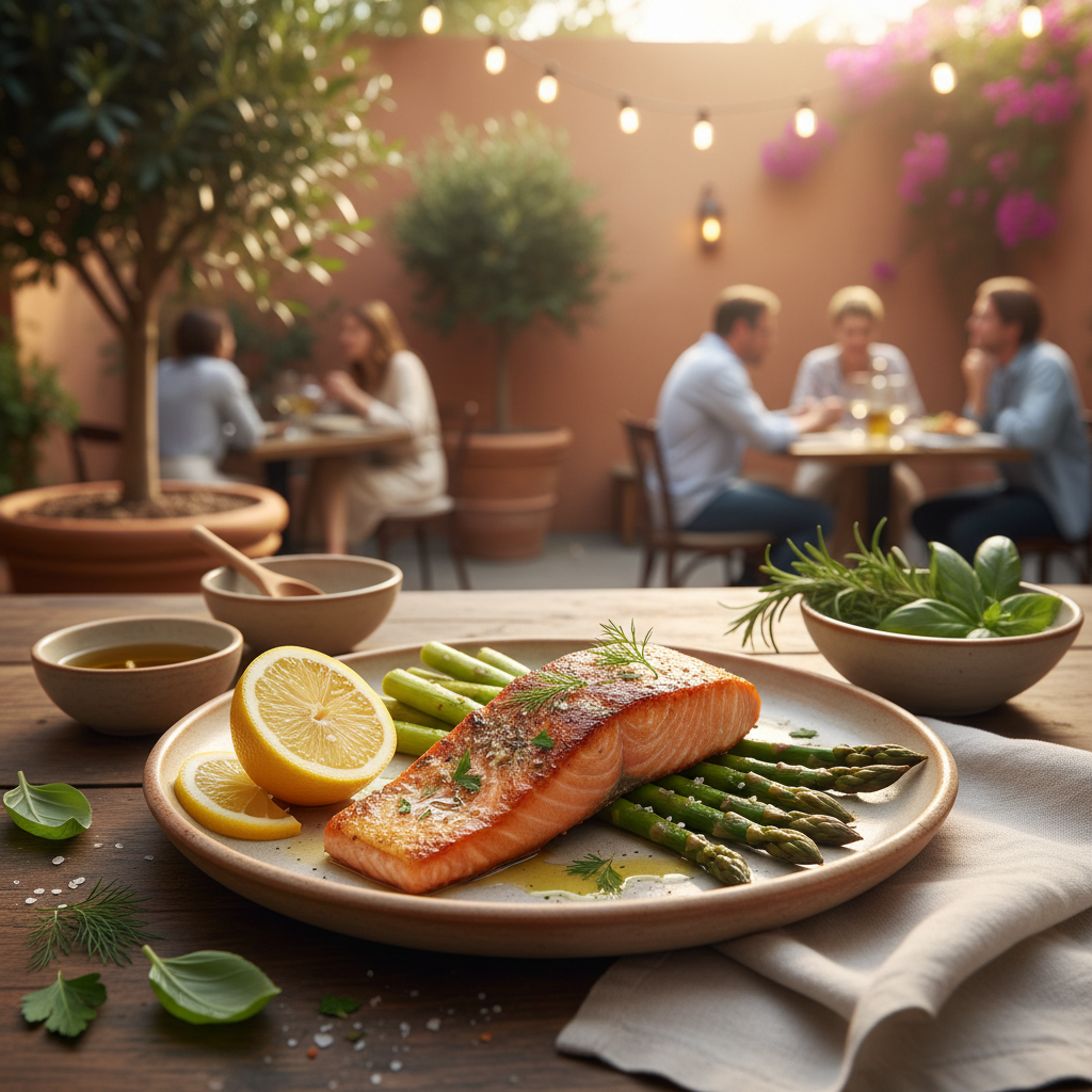 Broiled Wild Salmon with Asparagus and Lemon