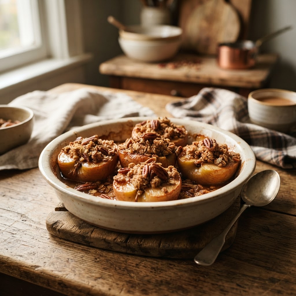 Cinnamon Baked Apples with Pecan Crumble