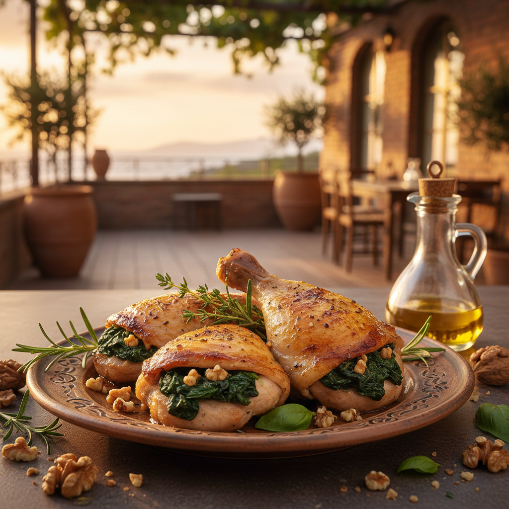 Spinach-Stuffed Chicken Thighs with Walnuts