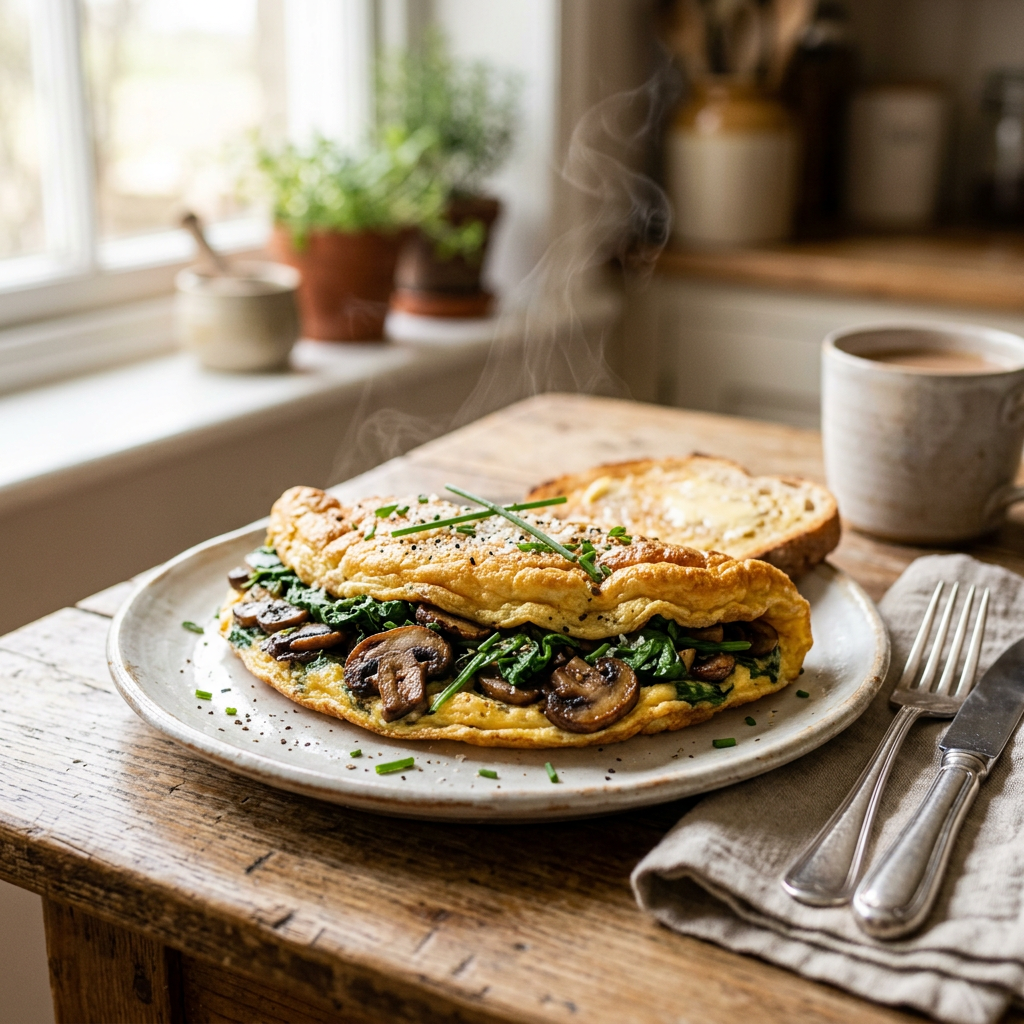 Spinach & Mushroom Cloud Omelette