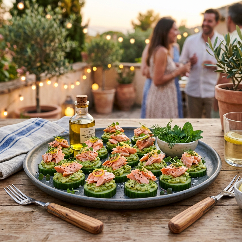 Poached Salmon & Avocado Cucumber Bites