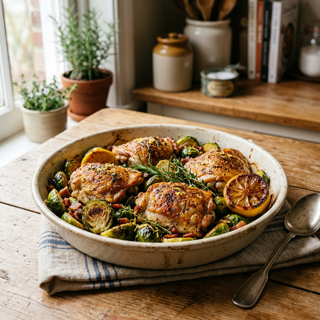 Roasted Chicken Thighs with LemonâBrussels Sprouts