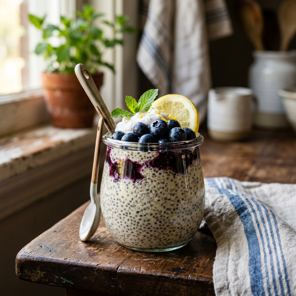 Lemon Blueberry Chia Pudding