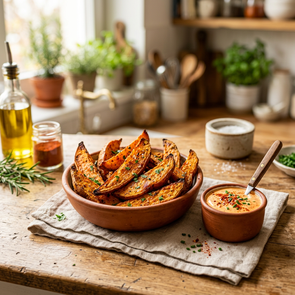 Sweet Potato Wedges with Spicy Dip