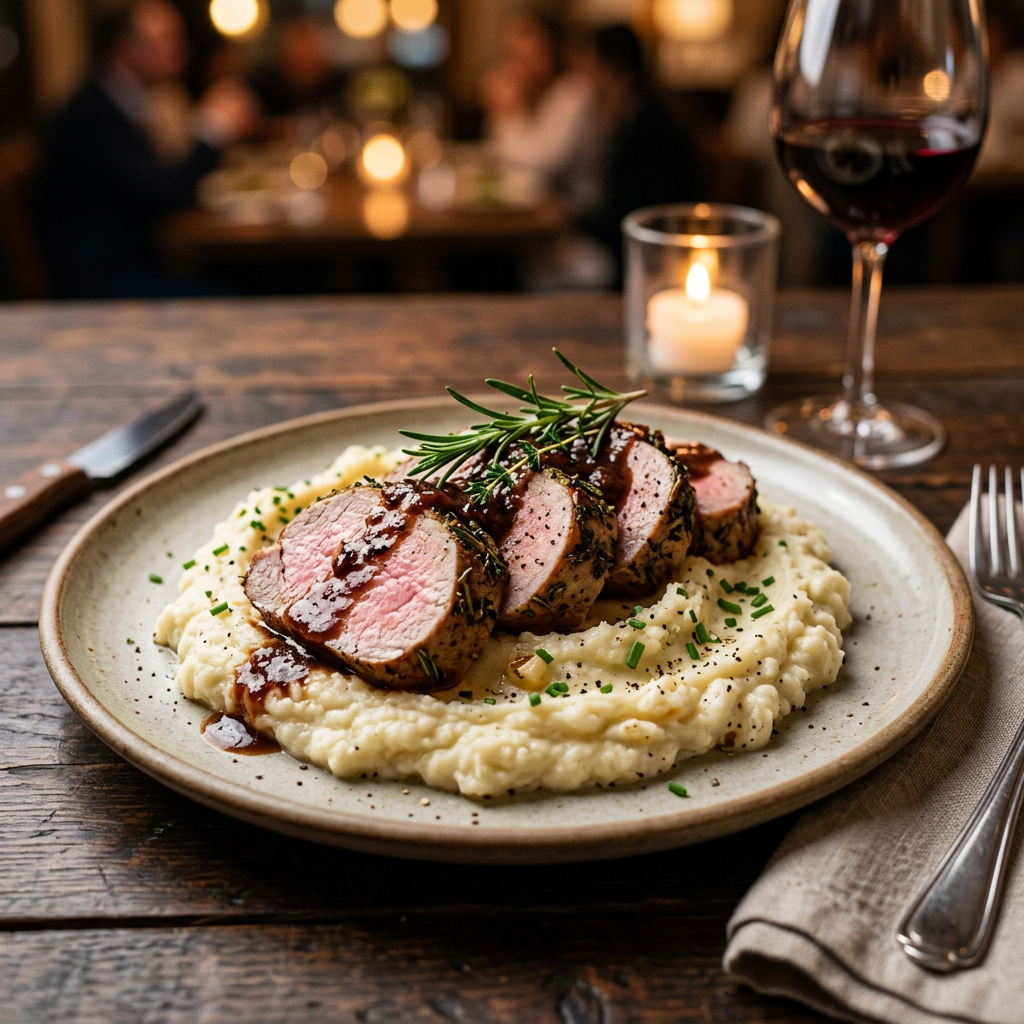 Herb-Roasted Pork Tenderloin with Cauliflower Mash