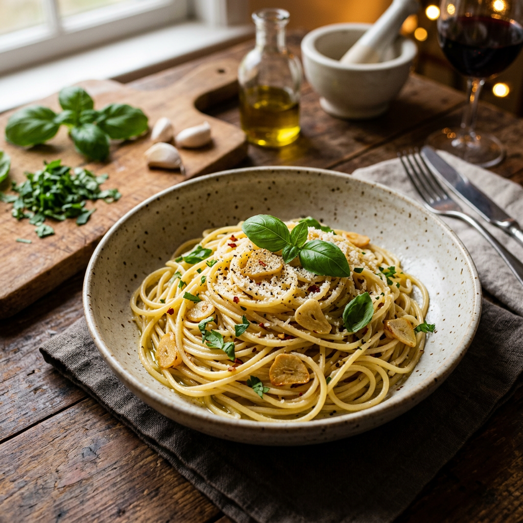 Spaghetti with Garlic Olive Oil