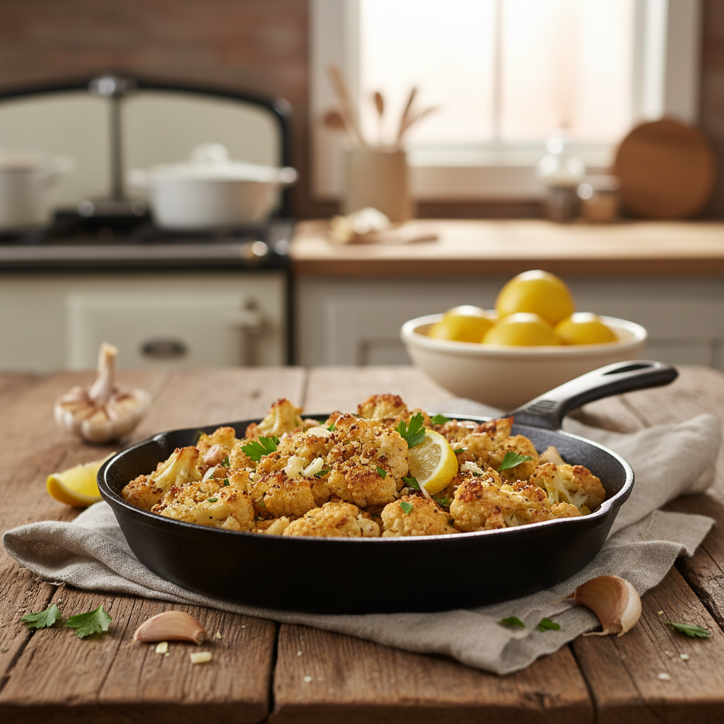 Lemon Garlic Roasted Cauliflower