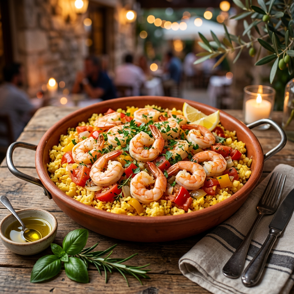Cauliflower & Shrimp Mediterranean 'Paella' (No Oil)