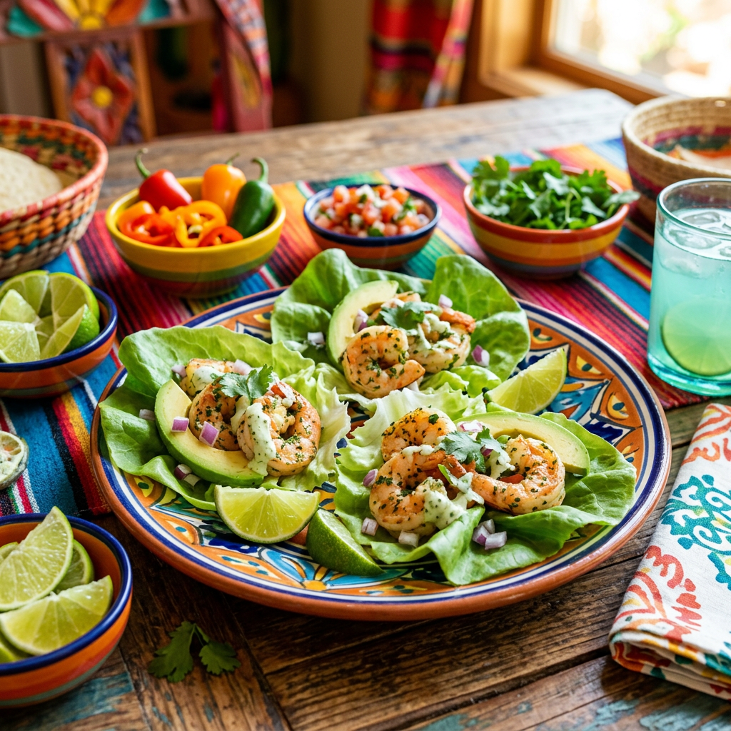 Cilantro-Lime Shrimp & Avocado Lettuce Wraps