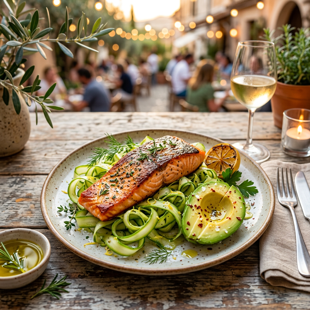 Seared Wild Salmon with Lemon-Asparagus Ribbons