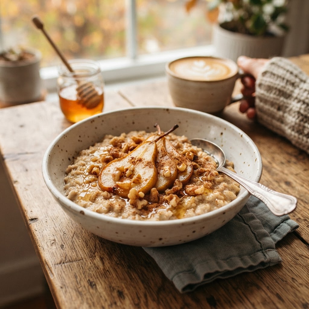 Spiced Pear and Walnut Oatmeal