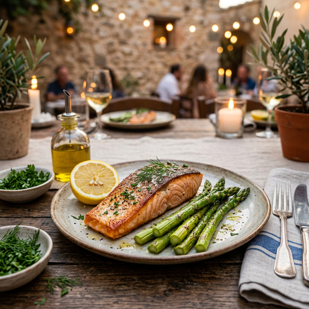Pan-Roasted Salmon with Lemon & Asparagus