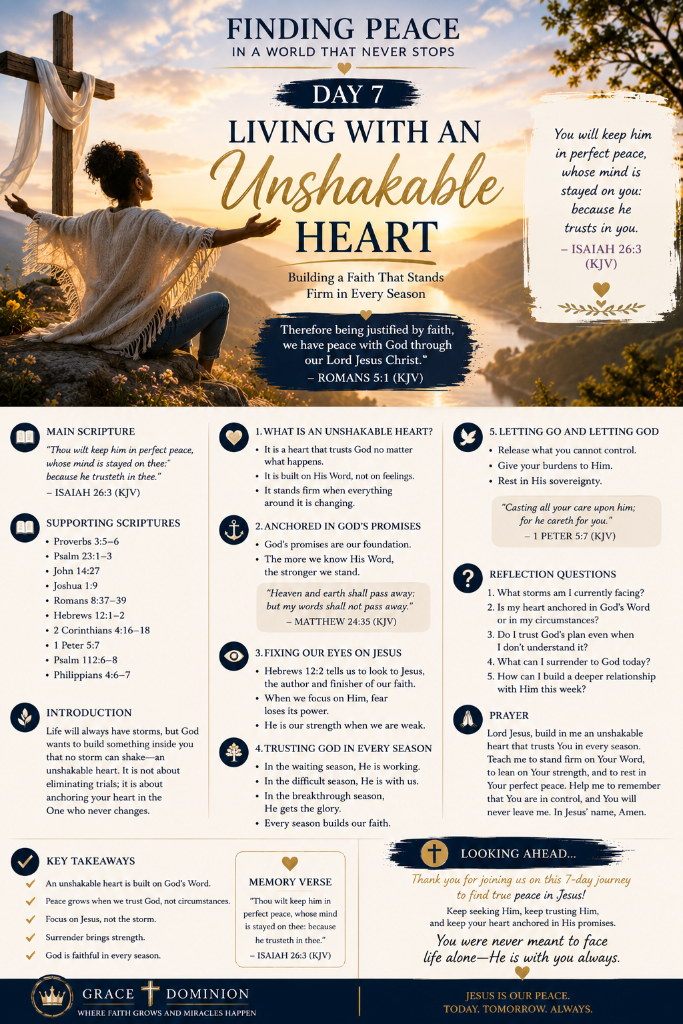 Day 7 - Finding Peace in a World That Never Stops: Living With an Unshakable Heart