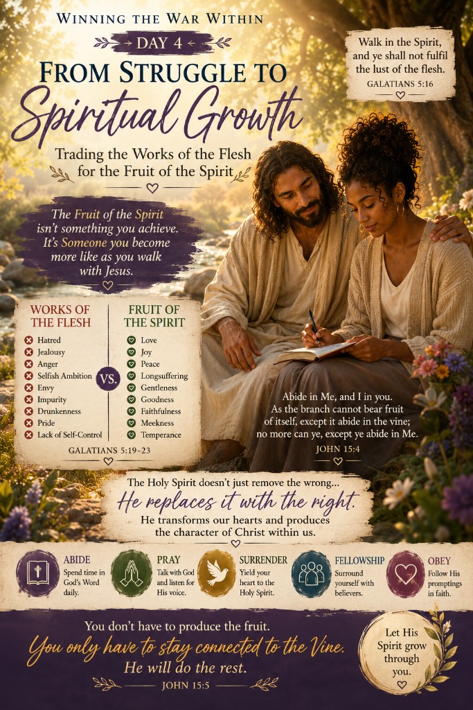 Winning the War Within - Day 4: From Struggle to Spiritual Growth: Trading the Works of the Flesh for the Fruit of the Spirit