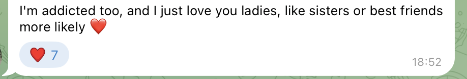 A real member message from the Glow Walk Club Telegram community