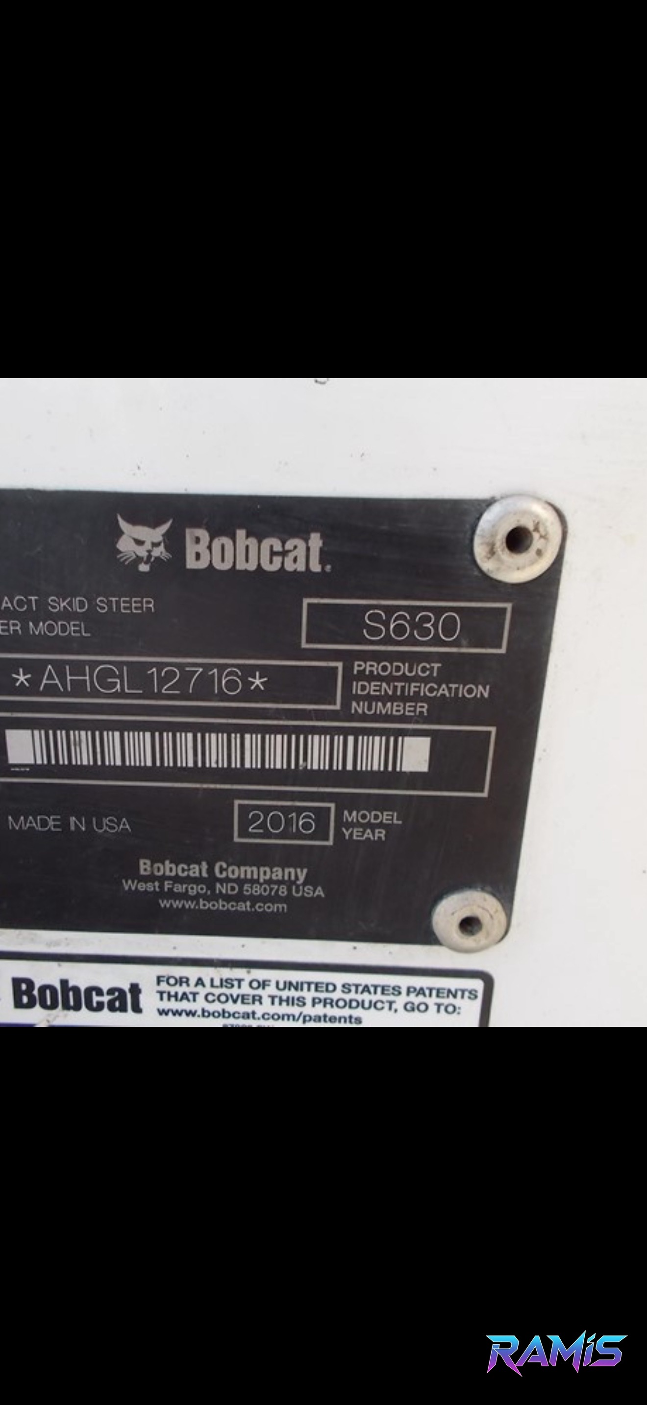 2016 Bobcat S630 Skid Steer Loader photo 3