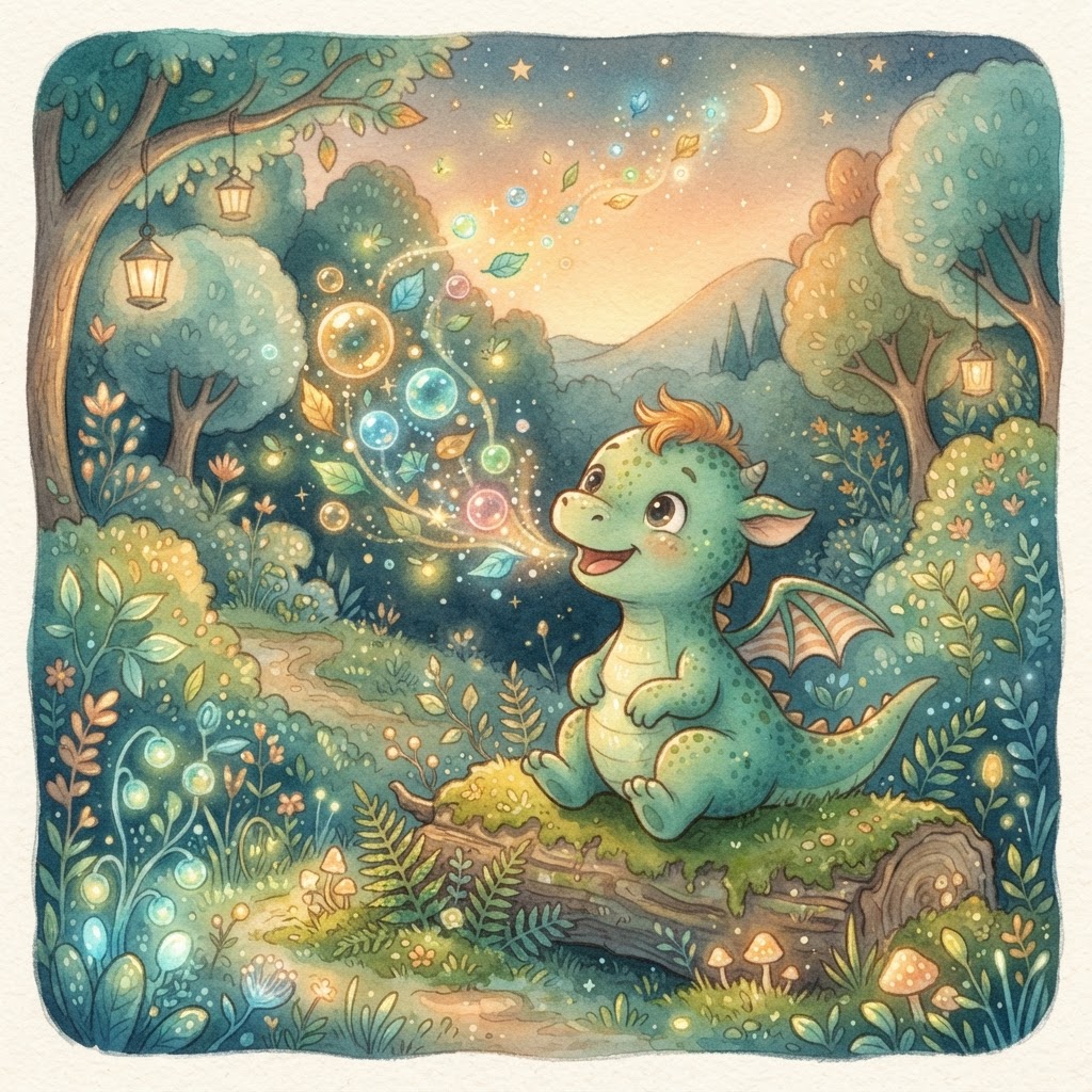 Illustration for "The Tiny Dragon" — a children's story created with InstaTales AI